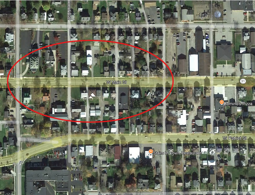 Map showing affected area